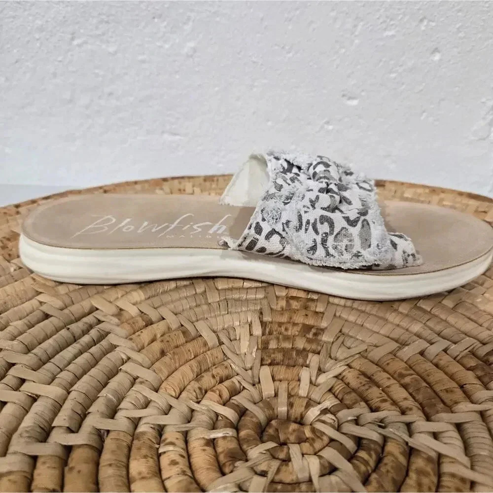 Blowfish Cheetah White Gray Slip On Sandals - Picture 3 of 6